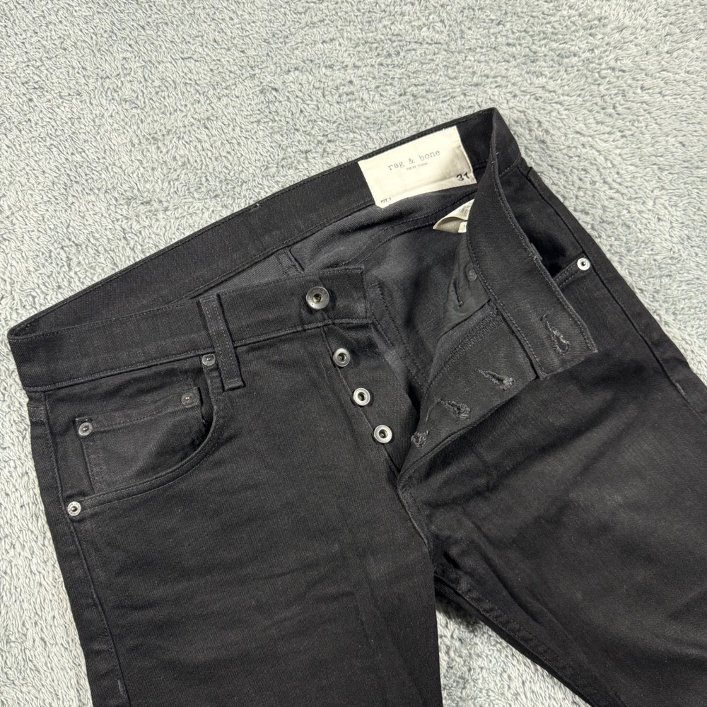 Rag & Bone Fit 1 Extra Slim Jeans Mens 31x30 Black Button Fly Made in USA